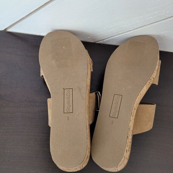 NEW Style & Co Womens 9 Tan Tempestt Wedge Sandals  Adjustable Buckles - Picture 5 of 6
